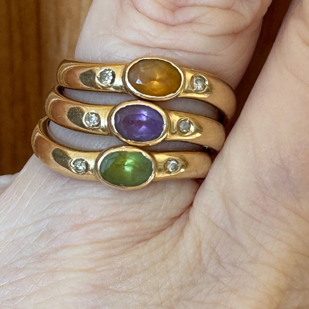 Vintage 14k Gold Stack Rings with Gemstones - Picture 8 of 10